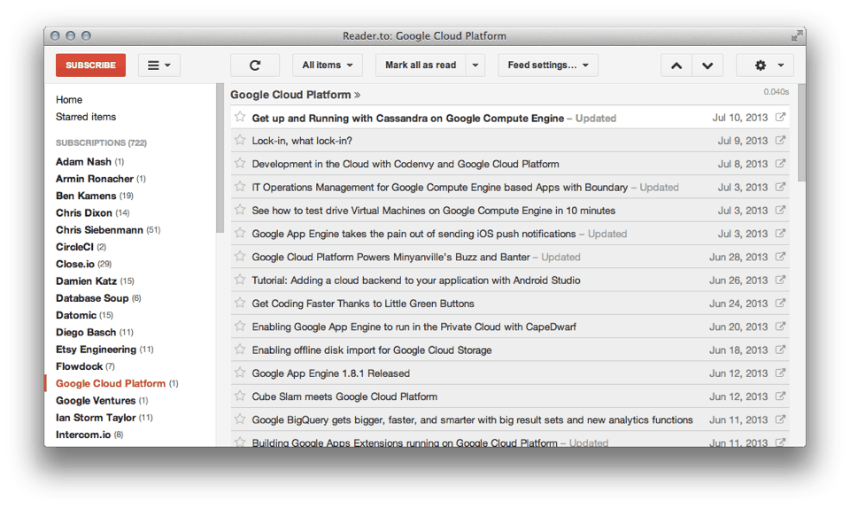 Reading list view